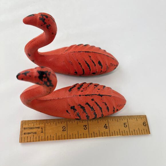Flamingo Swan Bird Cast Iron Wall Hook Set Whimsy Fun Vintage - Picture 6 of 7